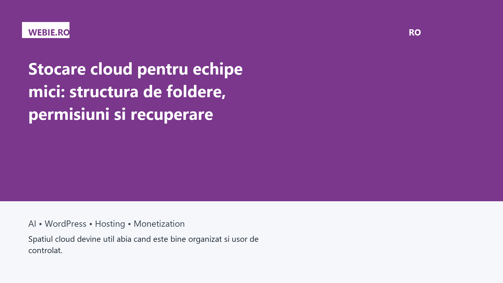 Stocare cloud pentru echipe mici: structura de foldere, permisiuni si recuperare