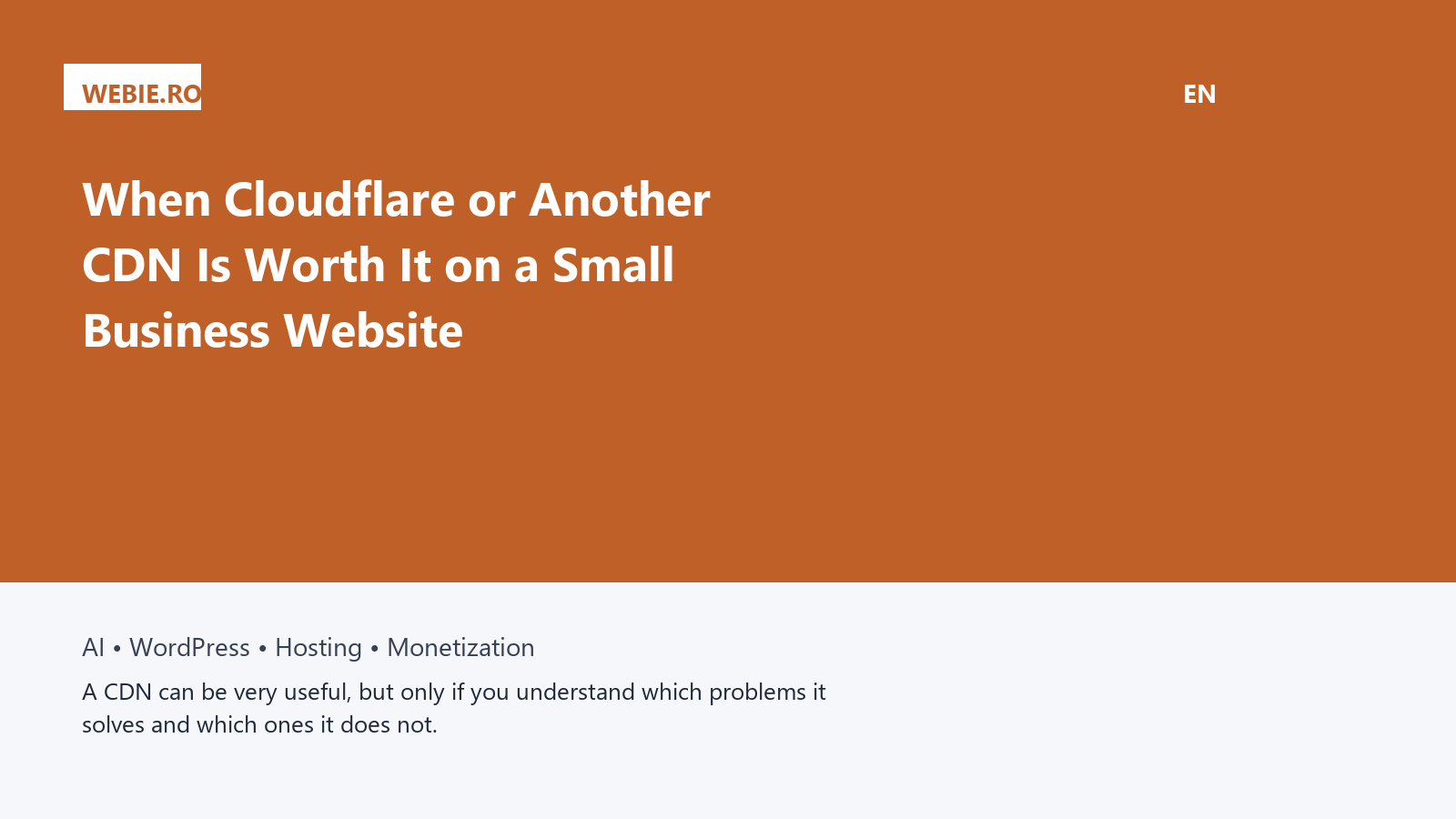 When Cloudflare or Another CDN Is Worth It on a Small Business Website