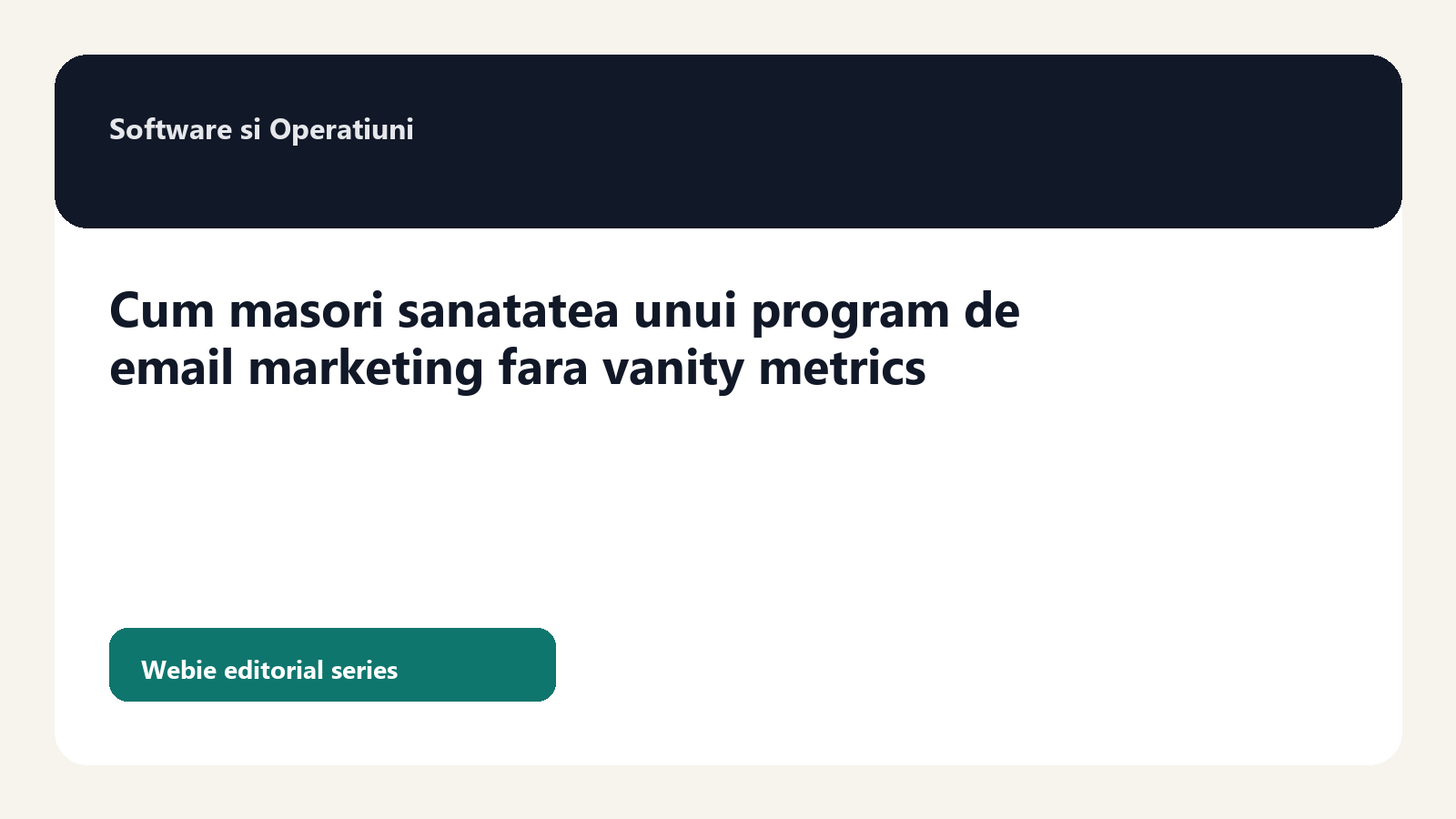 Cum masori sanatatea unui program de email marketing fara vanity metrics