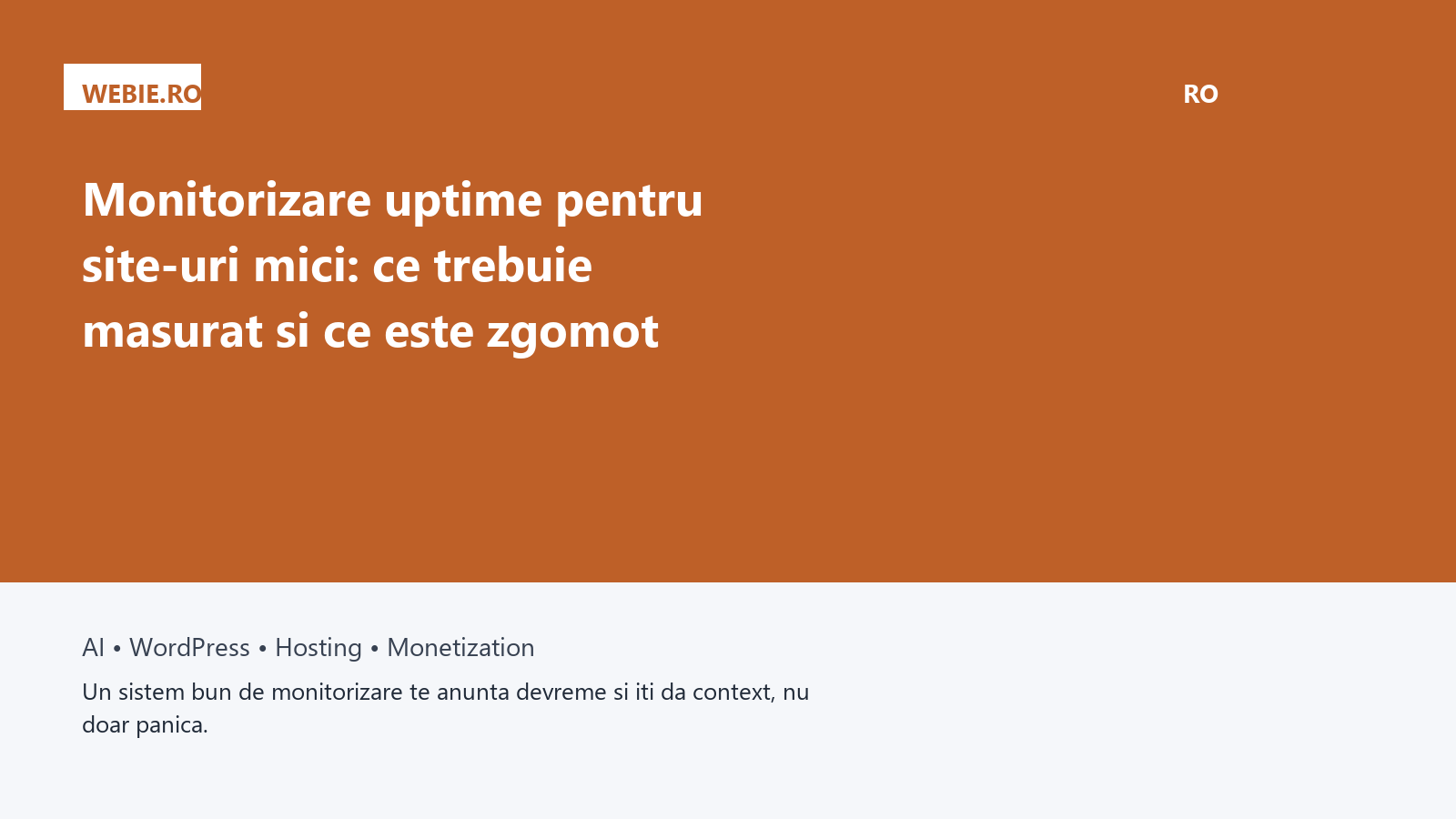 Monitorizare uptime pentru site-uri mici: ce trebuie masurat si ce este zgomot