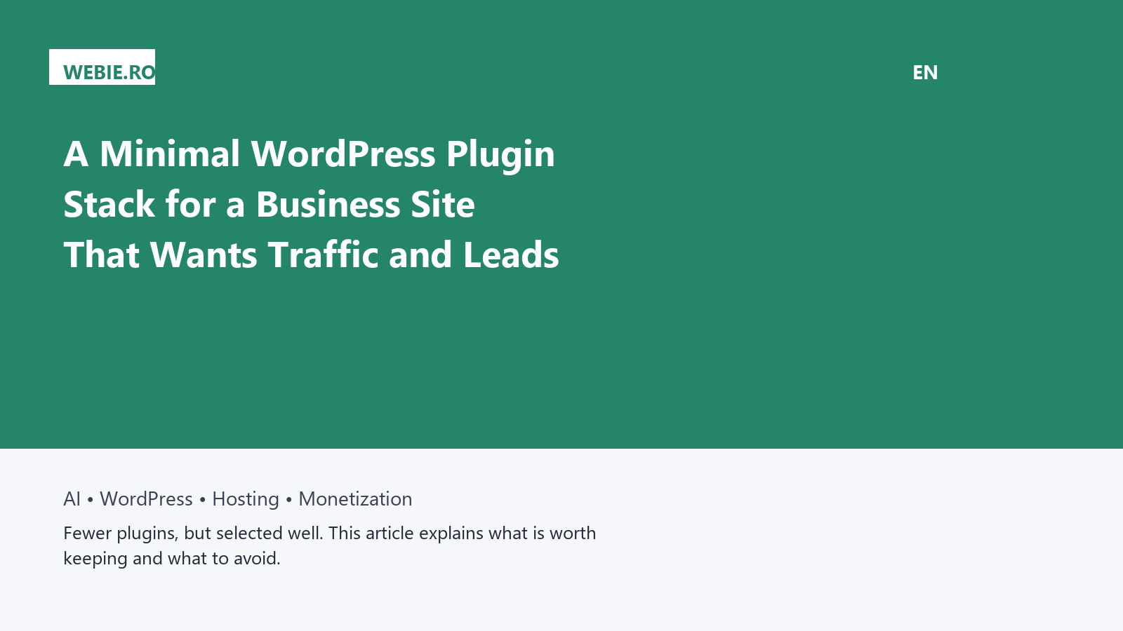 A Minimal WordPress Plugin Stack for a Business Site That Wants Traffic and Leads