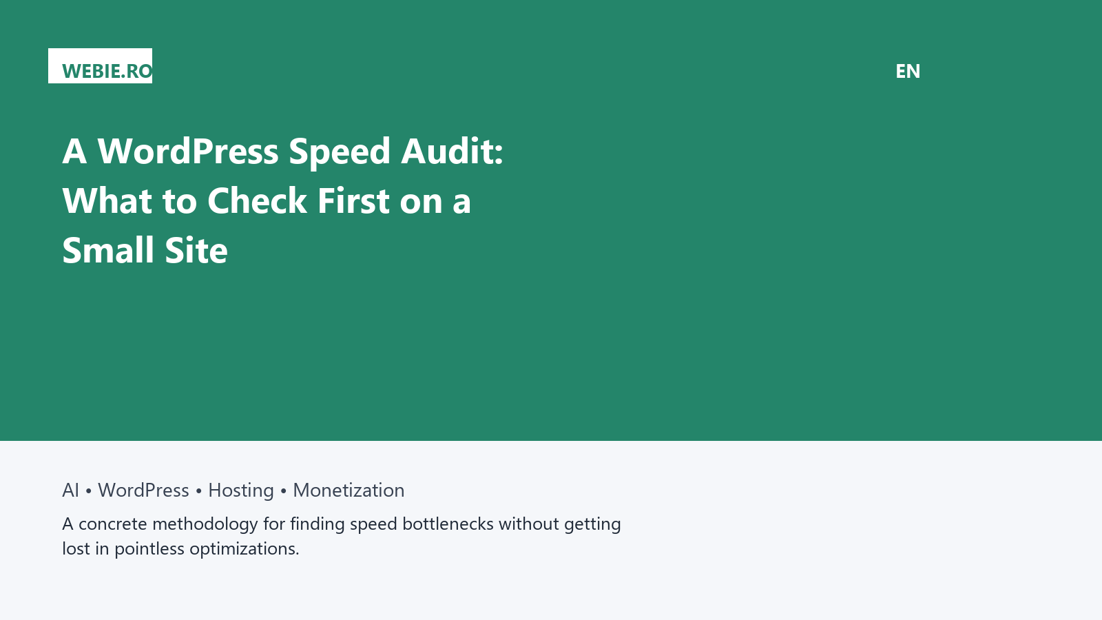 A WordPress Speed Audit: What to Check First on a Small Site