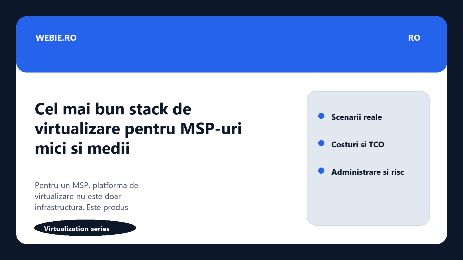 Ilustratie editoriala pentru Cel mai bun stack de virtualizare pentru MSP-uri mici si medii