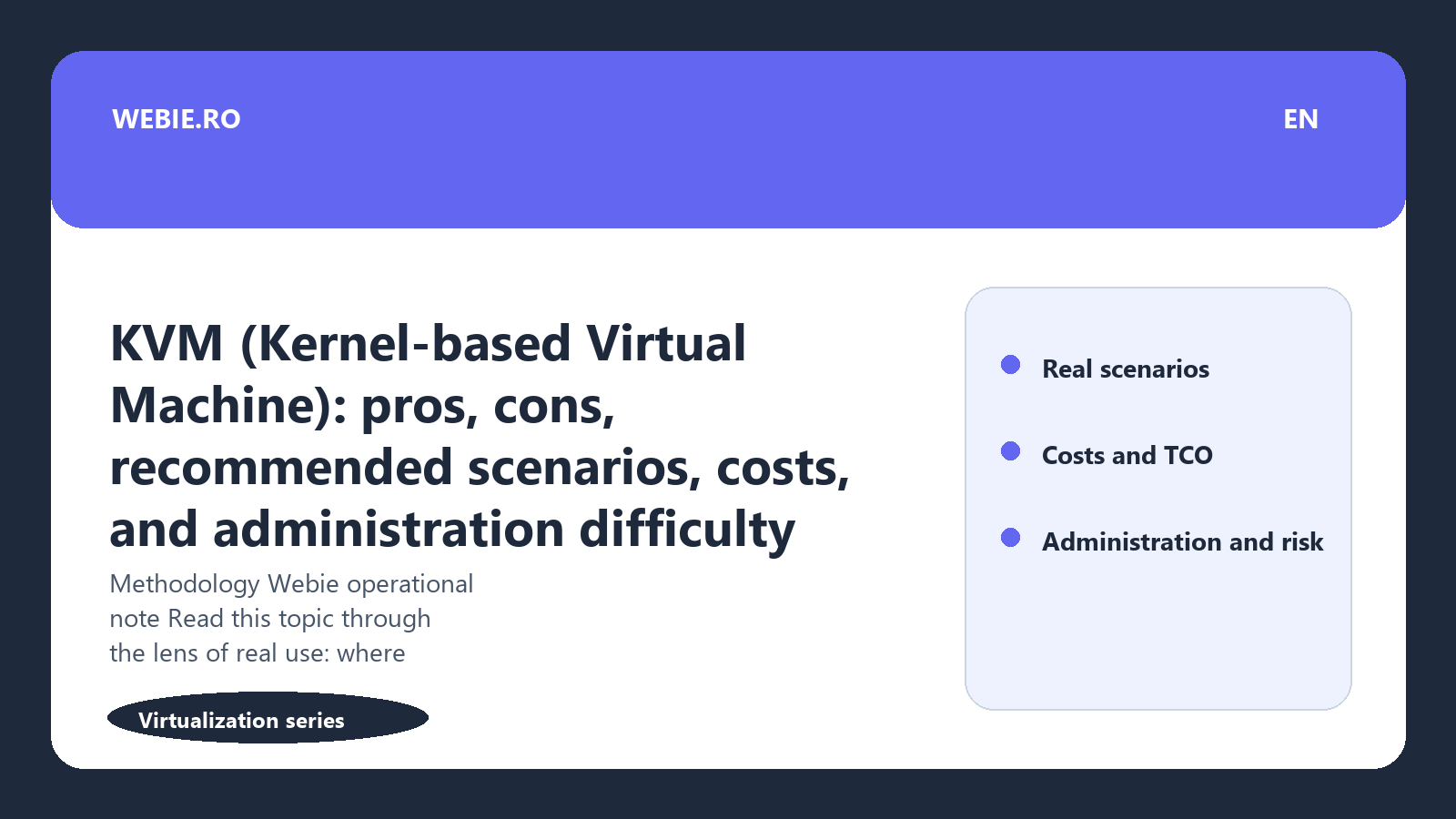 Editorial illustration for KVM (Kernel-based Virtual Machine): pros, cons, recommended scenarios, costs, and administration difficulty