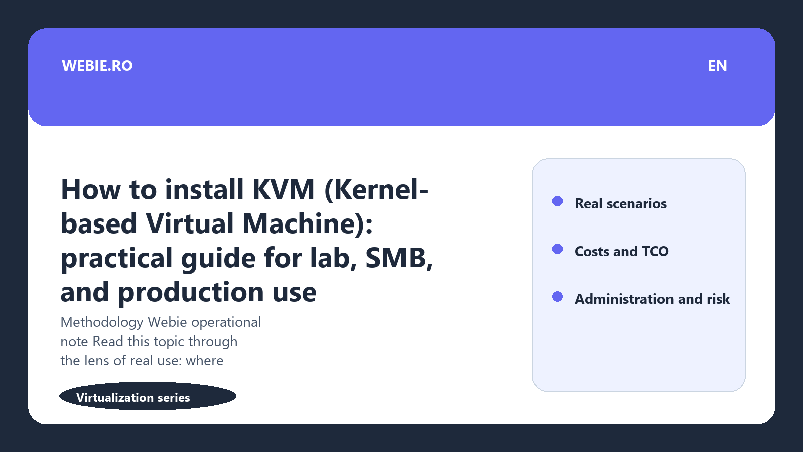 Editorial illustration for How to install KVM (Kernel-based Virtual Machine): practical guide for lab, SMB, and production use