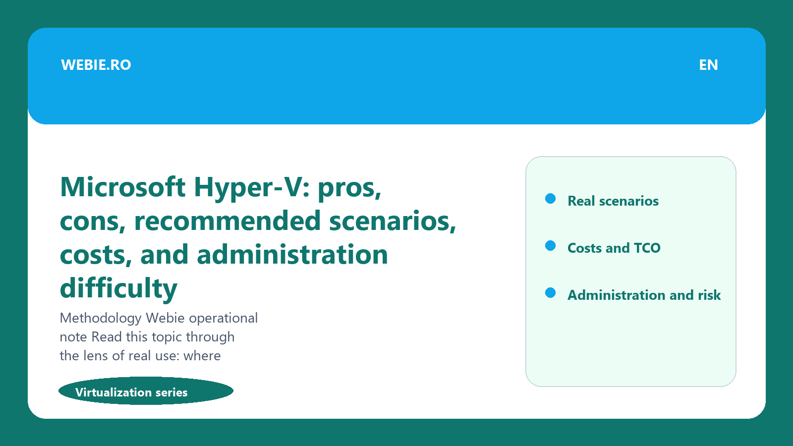 Microsoft Hyper-V: pros, cons, recommended scenarios, costs, and administration difficulty