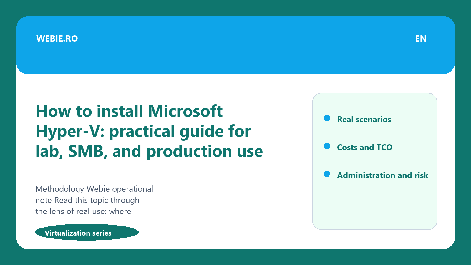 How to install Microsoft Hyper-V: practical guide for lab, SMB, and production use