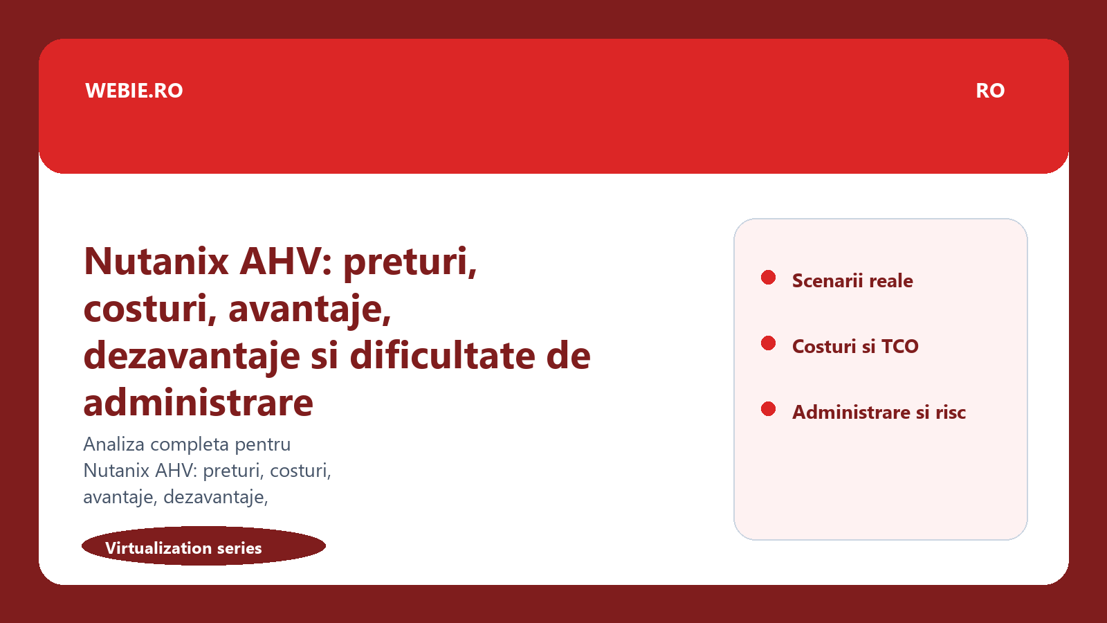 Ilustratie editoriala pentru Nutanix AHV pricing, model de pret, costuri, avantaje si limite