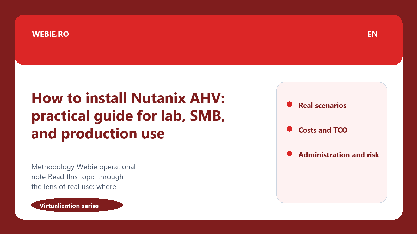 Editorial illustration for How to install Nutanix AHV: practical guide for lab, SMB, and production use