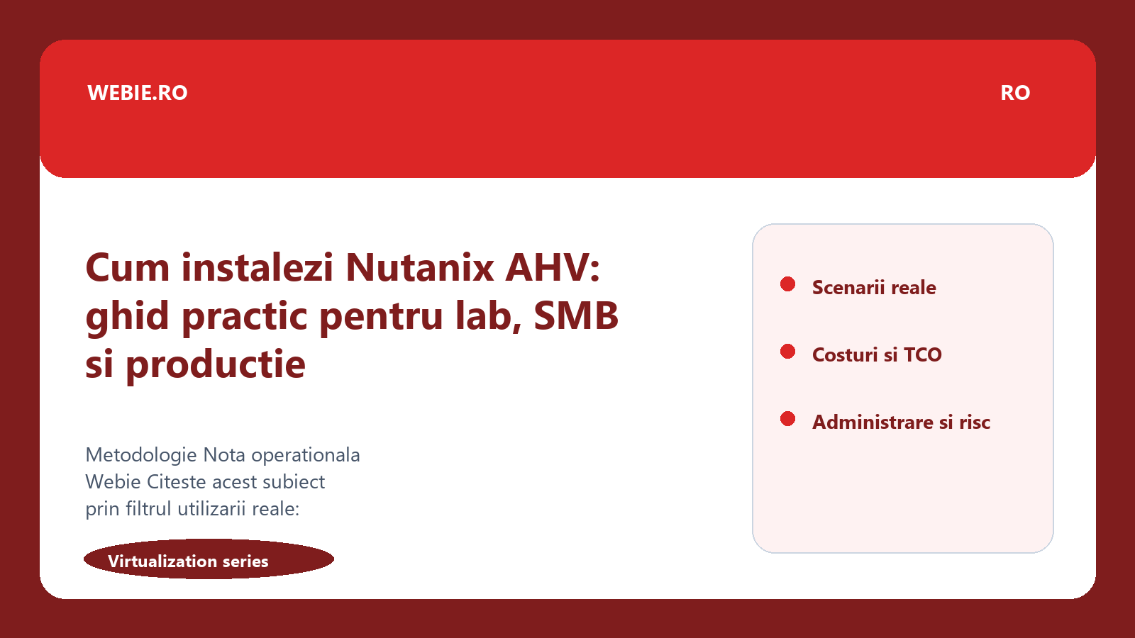 Ilustratie editoriala pentru Cum instalezi Nutanix AHV: ghid practic pentru lab, SMB si productie