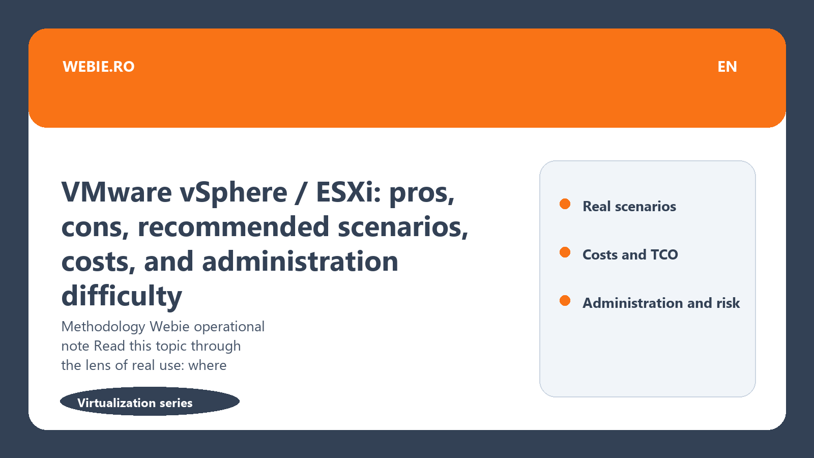 VMware vSphere / ESXi: pros, cons, recommended scenarios, costs, and administration difficulty