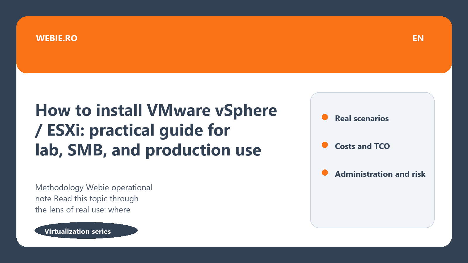 How to install VMware vSphere / ESXi: practical guide for lab, SMB, and production use