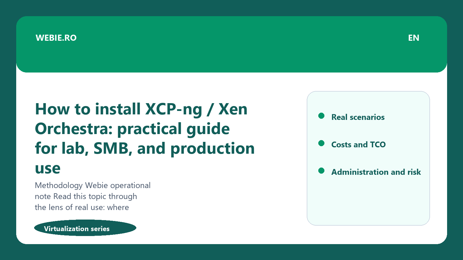 Editorial illustration for How to install XCP-ng / Xen Orchestra: practical guide for lab, SMB, and production use